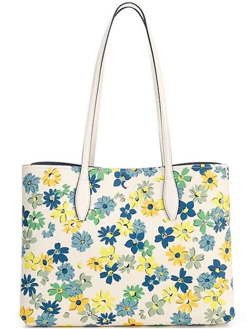 Kate Spade Floral Print Tote Bag - White with Blue & Yellow Flowers